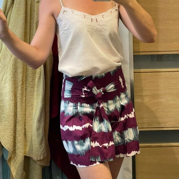 Sezane Tyson Purple Tie-Dye Women's Cotton Shorts - Picture 12 of 16